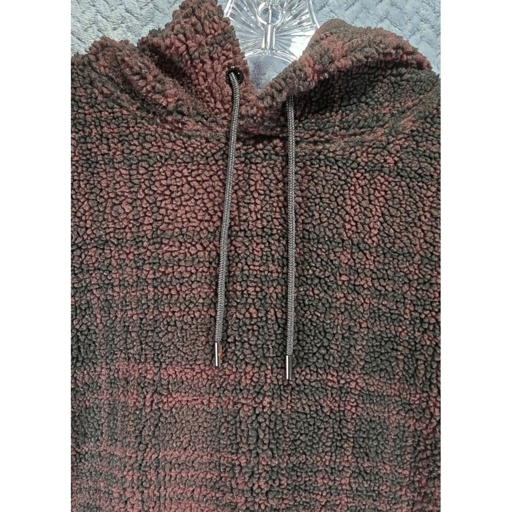 Levis Justin Timberlake Fresh Leaves Red Plaid Sherpa Fleece Hoodie Mens Small